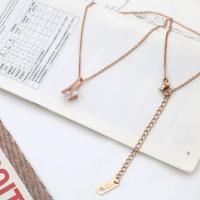 Stainless Steel Jewelry Necklace, 304 Stainless Steel, with Cubic Zirconia, with 5CM extender chain, plated, fashion jewelry & for woman, rose gold color, Length:Approx 40 cm, Sold By PC
