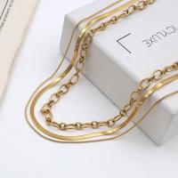 Multi слой ожерелье, Нержавеющая сталь 304, Другое покрытие, три слоя & ювелирные изделия моды & Женский, золотой, продается PC