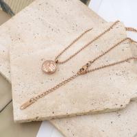 Stainless Steel Jewelry Necklace, 304 Stainless Steel, with 5CM extender chain, plated, fashion jewelry & for woman, rose gold color, Length:Approx 40 cm, Sold By PC