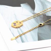Edelstahl Schmuck Halskette, 304 Edelstahl, mit kubischer Zirkonia, mit Verlängerungskettchen von 5CM, plattiert, Modeschmuck & für Frau, Goldfarbe, Länge:ca. 45 cm, verkauft von PC