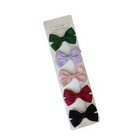 Alligator Hair Clip, Polyester and Cotton, with Iron, Bowknot, 5 pieces & for children, mixed colors, 60mm, Sold By Set