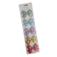 Alligator Hair Clip Polyester and Cotton with Iron Bowknot 5 pieces & for children mixed colors 60mm Sold By Set