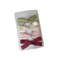 Alligator Hair Clip Polyester and Cotton with Iron Bowknot 4 pieces & for children mixed colors 60mm Sold By Set