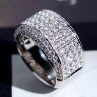 Zinklegering ringen, Zinc Alloy, plated, uniseks & verschillende grootte voor keus & micro pave strass, zilver, Verkocht door PC