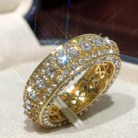 Zinklegering ringen, Zinc Alloy, plated, uniseks & verschillende grootte voor keus & micro pave strass, goud, Verkocht door PC