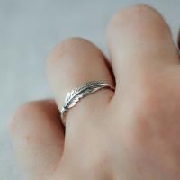 Zinc Alloy fingerring, Feather, forgyldt, forskellig størrelse for valg & for kvinde, sølv, Solgt af PC