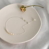 Fashion Jewelry Anklet, perle d'eau douce cultivée, avec laiton, bijoux de mode & pour femme, blanc, 4.5-5mm, Longueur:Environ 22 cm, Vendu par PC