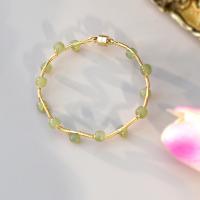 Brass Bracelet & Bangle Hetian Jade with Brass fashion jewelry & for woman green 5-6mm Length Approx 18 cm Sold By PC