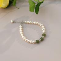 Bracelet en perles de culture d'eau douce, perle d'eau douce cultivée, avec Hetian Jade & laiton, avec 3cm chaînes de rallonge, bijoux de mode & pour femme, plus de couleurs à choisir, 5-5.5mm,6-7mm, Longueur:Environ 15.5 cm, Vendu par PC