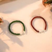 Βραχιόλια Gemstone, Πράσινο Calcedony, με Red Agate & Ορείχαλκος, κοσμήματα μόδας & διαφορετικού μήκους για επιλογή & για τη γυναίκα, περισσότερα χρώματα για την επιλογή, 4mm, Sold Με PC