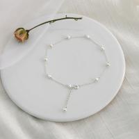 Fashion Jewelry Anklet, perle d'eau douce cultivée, avec laiton, avec 3cm chaînes de rallonge, bijoux de mode & pour femme, blanc, 4-5mm, Longueur:Environ 23 cm, Vendu par PC