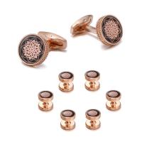Cufflinks Brass rose gold color plated 8 pieces & for man nickel lead & cadmium free Sold By Set