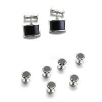 Cufflinks, Brass, silver color plated, 8 pieces & for man, nickel, lead & cadmium free, 20x13mm,10mm, Sold By Set