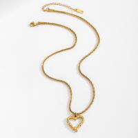 Titanstahl Halskette, mit Verlängerungskettchen von 6cm, Herz, Modeschmuck & für Frau & hohl, goldfarben, frei von Nickel, Blei & Kadmium, 20x21mm, Länge:ca. 42 cm, verkauft von PC