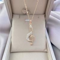 Zinc Alloy Jewelry Necklace with 5cm extender chain Music Note plated fashion jewelry & for woman & with rhinestone Length Approx 45 cm Sold By PC