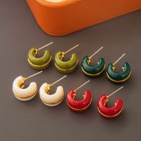 Brass Stud Earring gold color plated fashion jewelry & for woman & enamel nickel lead & cadmium free Sold By Pair
