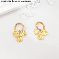 Titanium Steel  Earring, Flower, Vacuum Ion Plating, vintage & fashion jewelry & for woman, golden, nickel, lead & cadmium free, 30x22mm, Sold By Pair