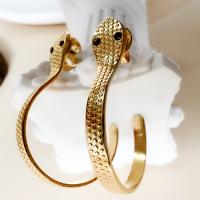 Boucle d'oreille Acier Titane, serpent, bijoux de mode & pour femme & avec strass, doré, protéger l'environnement, sans nickel, plomb et cadmium, 3x30mm, Vendu par paire