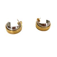 Titanium Steel  Earring, Vacuum Ion Plating, vintage & fashion jewelry & for woman, mixed colors, nickel, lead & cadmium free, 15x18mm, Sold By Pair