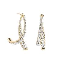 Brass Stud Earring Cupronickel plated fashion jewelry & micro pave cubic zirconia & for woman nickel lead & cadmium free 35mm Sold By Pair