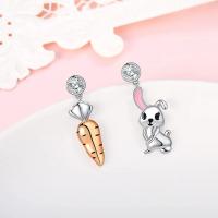 Asymmetric Earrings Brass fashion jewelry & micro pave cubic zirconia & for woman nickel lead & cadmium free  Sold By Pair