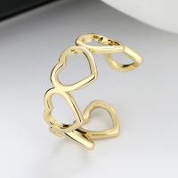 Brass δάχτυλο του δακτυλίου, Ορείχαλκος, Καρδιά, επιχρυσωμένο, κοσμήματα μόδας & για τη γυναίκα, περισσότερα χρώματα για την επιλογή, νικέλιο, μόλυβδο και κάδμιο ελεύθεροι, Μέγεθος:7, Sold Με PC