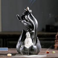 Backflow Incense Burner, Porcelain, half handmade, for home and office & durable, 110x120x220mm, Sold By PC