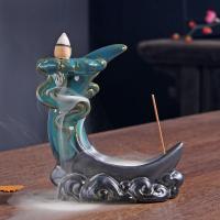 Backflow Incense Burner, Porcelain, handmade, for home and office & durable & multifunctional, more colors for choice, 130x60x140mm, Sold By PC