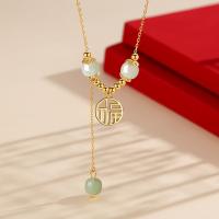 925 Sterling Silver Necklaces with Hetian Jade with 1.97inch extender chain fashion jewelry & for woman nickel lead & cadmium free Length Approx 15.74 Inch Sold By PC