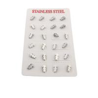 304 rustfrit stål Stud Earring Set, Pige, mode smykker & for kvinde, oprindelige farve, 10x6x13mm, 12par/Lot, Solgt af Lot