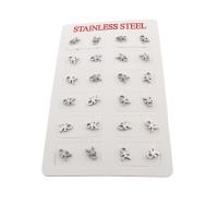 304 Stainless Steel Stud Earring Set, fashion jewelry & for woman, original color, 5x7.50x8mm, 12Pairs/Lot, Sold By Lot