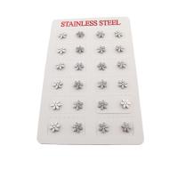 304 Stainless Steel Stud Earring Set, petals, fashion jewelry & for woman, original color, 9x9x12mm, 12Pairs/Lot, Sold By Lot