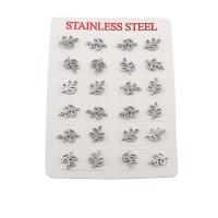 304 rustfrit stål Stud Earring Set, mode smykker & for kvinde, oprindelige farve, 13x9x13mm, 12par/Lot, Solgt af Lot