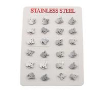 304 Stainless Steel Stud Earring Set, Cat, fashion jewelry & for woman, original color, 9x8.50x13mm, 12Pairs/Lot, Sold By Lot