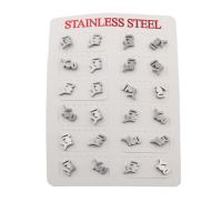 304 rustfrit stål Stud Earring Set, mode smykker & for kvinde, oprindelige farve, 7x9.50x13mm, 12par/Lot, Solgt af Lot