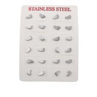 304 rustfrit stål Stud Earring Set, Footprint, mode smykker & for kvinde, oprindelige farve, 5.50x8.50x13mm, 12par/Lot, Solgt af Lot