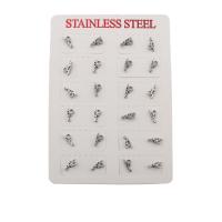 304 rustfrit stål Stud Earring Set, mode smykker & for kvinde, oprindelige farve, 9x4x13mm, 12par/Lot, Solgt af Lot