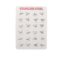 304 rustfrit stål Stud Earring Set, mode smykker & for kvinde, oprindelige farve, 9x9x13mm, 12par/Lot, Solgt af Lot