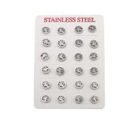 304 rustfrit stål Stud Earring Set, mode smykker & for kvinde, oprindelige farve, 9x9x13mm, 12par/Lot, Solgt af Lot