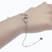 Stainless Steel Jewelry Bracelet 304 Stainless Steel with 4.5cm extender chain Heart polished fashion jewelry & for woman original color Length Approx 17.5 cm Sold By PC