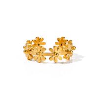 Stainless Steel Finger Ring 304 Stainless Steel Flower plated fashion jewelry golden 7.40mm Inner Approx 17.7mm Sold By PC