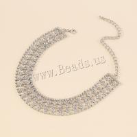 Zinc Alloy smykker halskæde, med Jern, forgyldt, mode smykker & for kvinde & med rhinestone, flere farver til valg, nikkel, bly & cadmium fri, Længde Ca. 30-44 cm, Solgt af PC