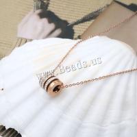 Stainless Steel Jewelry Necklace, 304 Stainless Steel, with 5CM extender chain, plated, fashion jewelry & for woman & with rhinestone, rose gold color, Length:Approx 39 cm, Sold By PC