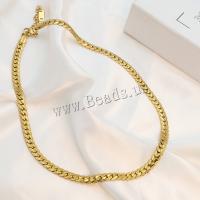 Edelstahl Schmuck Halskette, 304 Edelstahl, mit Verlängerungskettchen von 5CM, plattiert, Modeschmuck & für Frau, Goldfarbe, 0.6CM, Länge:ca. 36 cm, verkauft von PC