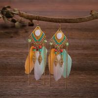 Zinc Alloy Drop Earrings with Feather plated fashion jewelry & for woman nickel lead & cadmium free 8CM Sold By Pair