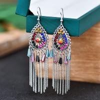 Tibetan Style Drop Earrings, plated, fashion jewelry & for woman, more colors for choice, nickel, lead & cadmium free, 6.5CM, Sold By Pair