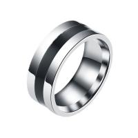 Эмаль Нержавеющая сталь палец кольцо, Нержавеющая сталь 304, полированный, Мужская & разный размер для выбора & эмаль, серебряный, продается PC