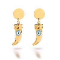 Evil Eye Earrings, Titanium Steel, plated, for woman & enamel, more colors for choice, Sold By Pair