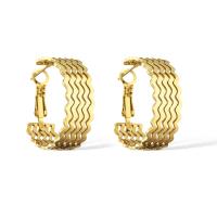 Titanium Steel  Earring plated & for woman gold Sold By Pair