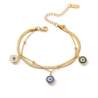 Bracelet Evil Eye bijoux, laiton, Placage, pavé de micro zircon & pour femme, doré, Vendu par PC